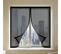 DIY Adjustable Magnetic Fly Screen 65 x 145 cm Keep Fly Mosquito Out Reinforced Thickened Window Screen Easy Install for Home, Office, Bedroom, Living Room Kitchen, Black