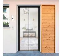 DIY Adjustable Transparent Insulated Door Curtain Fit Doors Size Width 29" - 34" Height 79" - 82"- Reinforced Self Sealing Magnetic Screen Door, Hands Free Door Screen with Closure Weighted Bottom