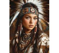 DIY American Native Indian Women Diamond Art Full Drill 12x16 Inch Diamond Painting Kits for Adults & Beginners - DIY Art Crafts for Relaxation and Home Wall Decor 527