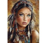 DIY American Native Indian Women Diamond Art Full Drill 12x16 Inch Diamond Painting Kits for Adults & Beginners - DIY Art Crafts for Relaxation and Home Wall Decor 167