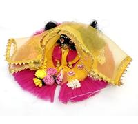 DIY AND CRAFTS Soft Fabric Net Radha Rani Poshak || Colorful Bal Radha Ji Heavy Fancy Dress || Handwork Idol Radha ji Poshak Janmashtami Special Festivals Dress for Puja_Yellow & Pink(Pack of 1_02)