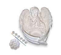 DIY Angel Candle Holder Pottery Painting Kit, 6 Acrylic Colours with Brush, 11.7 x 14 x 12 cm, Plaster of Paris,Ready to Paint Pottery, Handmade, Angel Statues, Paint Your own Pottery