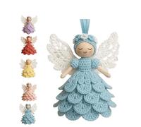 DIY Angel Ornament Crochet Kit, Crochet Craft Kit with Yarn for Beginners, Christmas Tree Hang Decorations (Blue)
