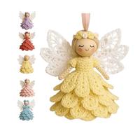 DIY Angel Ornament Crochet Kit, Crochet Craft Kit with Yarn for Beginners, Christmas Tree Hang Decorations (Yellow)
