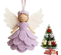 DIY Angel Ornament Crochet Kit,Crochet Craft Kit with Yarn for Beginners,Easy Starter Craft to Create Your Own Hanging Ornaments,Warm Home Party Decor Embellishments,Christmas Tree Decoration (Purple)