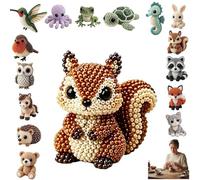 DIY Animal Beading Kit, Cute 3D Beaded Animal Craft Set, Handmade Colorful Beads Art Craft Kit, Creative Animals Beadwork Material Kits for DIY Projects Gift (Multicolor Squirrel)
