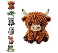 DIY Animal Beading Kit, Tiny Cute 3D Beaded Animal DIY Set, with Colorful Beads and Instructions, Bead Embroidery Kits, Creative Arts & Crafts for Adults & Beginners (Highland Cow)