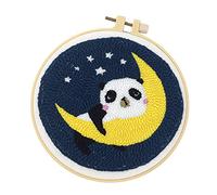 DIY Animal Latch Hook Kits for Kids Beginner, Rug Hooking Crafts Knitting Embroidery Kit Punch Starter Kit with Punch Colorful Yarn, Panda