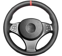 DIY Artificial Leather Steering Wheel Cover Hand-Stitched,for BMW X3 M Sport E83 2005-2010,Black Leather Car Steering Wheel Cover
