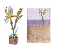 Diy Artificial Rose Craft Kit, Heartwarming Present, 24.4x16.5x1cm, Flower Building Set, Wooden Flower Puzzle, Easy to Assemble, for Home Decor, Relaxation, Shelf Display, Table Centerpiece