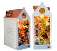 DIY Assembling Booknook Kit : World Towns and Fantasy Themes, Multicolored Lights, Beginner-Friendly, English Instructions (Bruges Town)