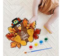 DIY Baby's First Thanksgiving Footprint Sign for Newborn, Wall Hanging Fall Autumn Keepsake Holiday Milestone Cards for Girl, Boy, Ideal Baby Shower Gifts, New Mom Gifts (My First Thanksgiving)