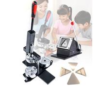 DIY Badge Maker Kit with Manual Press and Paper Cutter - Includes 100 Crafting Sets for Personalized Shields, Cat Faces, Stars, and Shapes - Perfect for Creative Projects and Custom Badge Making