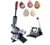 DIY Badge Maker Kit with Manual Press and Paper Cutter - Includes 100 Crafting Sets for Personalized Shields, Cat Faces, Stars, and Shapes - Perfect for Creative Projects and Custom Badge Making