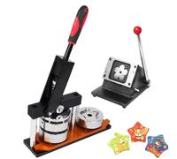 DIY Badge Maker Kit with Manual Press and Paper Cutter - Includes 100 Crafting Sets for Personalized Shields, Cat Faces, Stars, and Shapes - Perfect for Creative Projects and Custom Badge Making