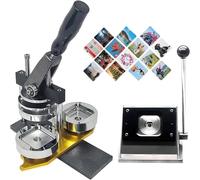 DIY Badge Maker Machine for Fridge Magnets & Pin Button, 50x50mm Photo Magnet Press with Paper Cutter, 100pcs Materials for Custom Stickers