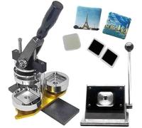 DIY Badge Maker Machine with Paper Cutter, Professional Metal Button Press Kit Includes 100 Components for Custom Pin Creation