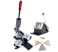 DIY Badge Maker Manual - Includes Badge Press, Paper Cutter, 100 Crafting Materials for Personalized Badges - Shield, Cat Face, Star, Triangle Shapes