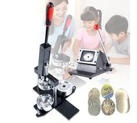 DIY Badge Making Kit - Press and Cutter for Personalized Shields, Cat Faces, Stars - Includes 100 Crafting Materials for Manual Production