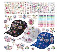 DIY Baseball Cap Set, Cap Craft Kits for Kids Girls, Kid Gem Stickers for Hat Decoration, Decorate Your Own Cap with Gem, Birthday Present Girls Gifts with Glitter Gem for Girls Age 5 6 7 8 Year Old