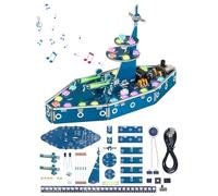 DIY Battleship Soldering Project Kit, Warship Soldering Practice Kit with RGB LED & Music, Back to School STEM Project, Electronic Warship Present for Teens, Adults, DIY Lovers