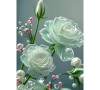DIY Bead Embroidery Kit Fantasy Green Rose Flower Cross Stitch Needlepoint Handcraft Tapestry Kit Beaded Stitching Pattern 3D Wall Painting 50x70cm