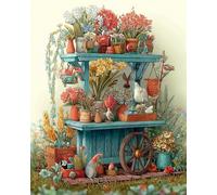 DIY Bead Embroidery Kit Retro Flower Stand Beaded Cross Stitch Stamped Kits Handcraft Stitching Embroidery Needlework Kit 40x50cm