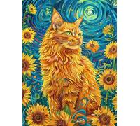 DIY Bead Embroidery Kits Cat Animal and Starry Sky Beaded Cross Stitch Beads Embroidery Kit Needlepoint Handcraft Arts 50x70cm
