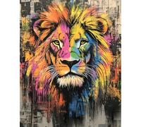 DIY Bead Embroidery Kits Doodle Lion Animal DIY Beaded Stitching Stamped Bead Cross Stitch Kit Gift for Friends 40x50cm