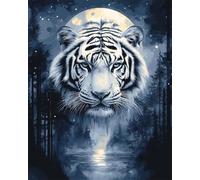 DIY Bead Embroidery Kits Fantasy White Tiger and Moon Bead Embroidery Needle Point Kit DIY Craft Set Tools Hobby Cross Stitch Kits 50x70cm