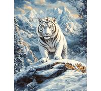 DIY Bead Embroidery Kits White Tiger Animal in The Snow Bead Embroidery Needle Point Kit DIY Craft Set Tools Hobby Cross Stitch Kits 30x40cm