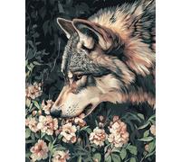 DIY Bead Embroidery Kits Wolf Animals and Flowers DIY Beaded Stitching Stamped Bead Cross Stitch Kit Gift for Friends 50x70cm