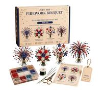 DIY Bead Plant Set - 10.23 Inch Handmade Pearl Flower Set | 250th DIY Patriotic Bouquet Pearl Plant for Creation Adults Girls Kids Women DIY Enthusiasts Anfä