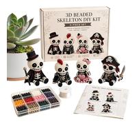 DIY Bead Skeleton Set - 3D Craft Kit with Instructions | Mini Beading Art Activity Using ABS ABS, Fun Halloween Keepsake Toy and Decorative Figure for Kids and Adults Birthday Parties