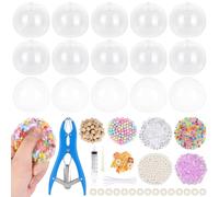 DIY Bead Squishy Stress Ball Making Kit: 15 TPR Skins, 4.2oz Fillers, Vacuum Tool & 20 Cable Ties for ASMR Anxiety Relief, Crunchy Sensory Toys