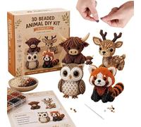 DIY Beaded Animal Kit, Pony Beads, Tiny 3D Beaded Animal DIY Set, Kandi Beads with Colorful Bead and Instructions for Adults Beginners Enthusiasts Home School Shelf Beadwork Projects Display