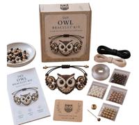 DIY Beaded Bracelet Making Kit, Animal Beaded Bracelet Craft Kit, Adjustable Handmade Bead Weaving Jewelry Making Set with Instructions, for Beginners, Teens and Adults (Owl)