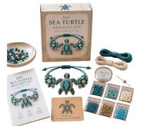 DIY Beaded Bracelet Making Kit, Animal Beaded Bracelet Craft Kit, Adjustable Handmade Bead Weaving Jewelry Making Set with Instructions, for Beginners, Teens and Adults (Sea Turtle)