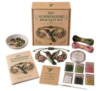 DIY Beaded Bracelet Making Kit, Animal Beaded Bracelet Craft Kit, Adjustable Handmade Bead Weaving Jewelry Making Set with Instructions, for Beginners, Teens and Adults (Hummingbird)
