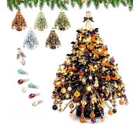 DIY Beaded Christmas Tree Kit, 3D Crystal Pearl Handmade Art Create for Adults, Handmade Mini Desk Xmas Bead Art, Colorful Beads, Holiday Tabletop Decoration, Relaxing Project (Christmas E)