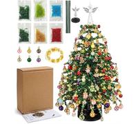 DIY Beaded Christmas Tree Kit | Crystal Bead Craft for Adults | Warm Light Mini Christmas Tree & Angel Topper | Christmas Faith Autumn Winter Halloween Decoration Ornament for Gifts