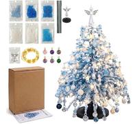 DIY Beaded Christmas Tree Kit | Crystal Bead Craft for Adults | Warm Light Mini Christmas Tree & Angel Topper | Christmas Faith Autumn Winter Halloween Decoration Ornament for Gifts