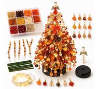 DIY Beaded Christmas Tree Kit for Adults, 11-Inch Tabletop Decor (Autumn Harvest)