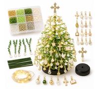 DIY Beaded Christmas Tree Kit for Adults, 11-Inch Tabletop Decor (Faith & Blessing)