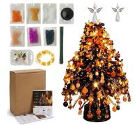 DIY Beaded Christmas Tree Kit for Adults, 3D Crystal Bead Holiday Craft Set with Colorful Beads,3D Crystal Craft with Lights,Metal Frame and Angel Topper,Handmade Tabletop Christmas Gift (#C)