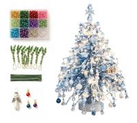 DIY Beaded Christmas Tree Kit, Handmade Mini Desk Xmas Bead Art | Christmas Tree Ornament Making Kit with Colorful Crystal Bead & Ornament, Handmade Holiday Craft Set, Christma-s Gift for Craft Lovers