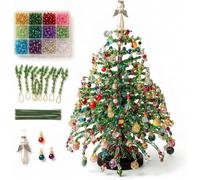 DIY Beaded Christmas Tree Kit, Handmade Mini Desk Xmas Bead Art with Colourful Crystal Beads, Handmade Tabletop Xmas Tree Ornament, Festive Holiday Decor for Christmas Decoration