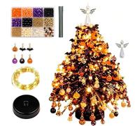 DIY Beaded Christmas Tree Kit with Lights, Colorful Beads & Ornaments (C) | Christmas Bead Craft Ornament Kits for Adults, Warm Light String, Holiday Decor Gift for Beginners