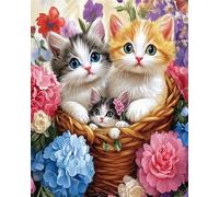 DIY Beaded Cross Stitch Kit Cat Animals and Flowers DIY Beaded Stitching Stamped Bead Cross Stitch Kit Gift for Friends 60x80cm