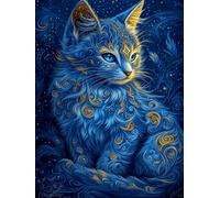 DIY Beaded Cross Stitch Kit Starry Sky Cat Animal Beaded Cross Stitch Hand Embroidery Needlework Kit Needle Arts Decor 60x80cm
